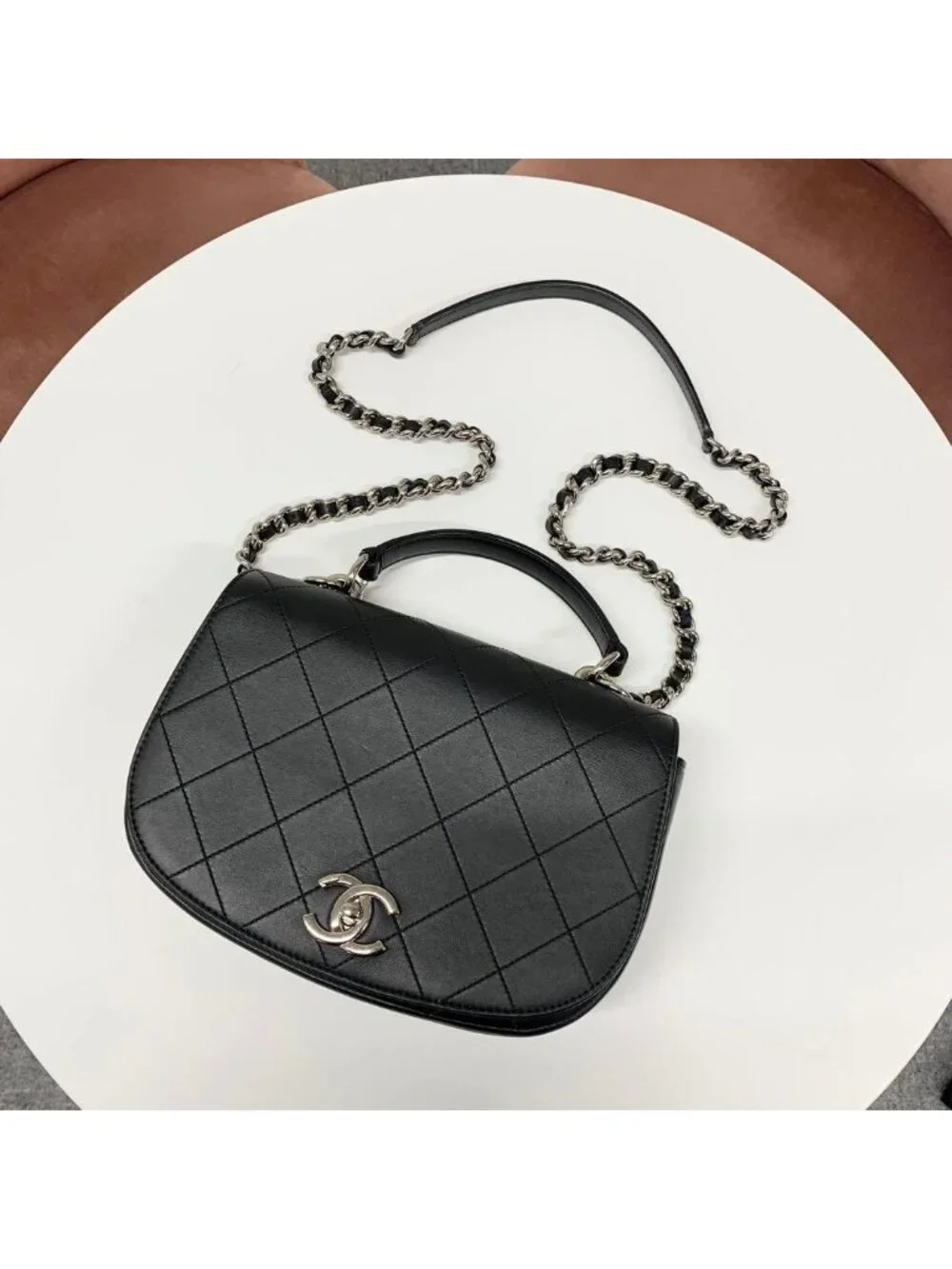 Chanel Quilted CC Logo Calfskin Top Handle